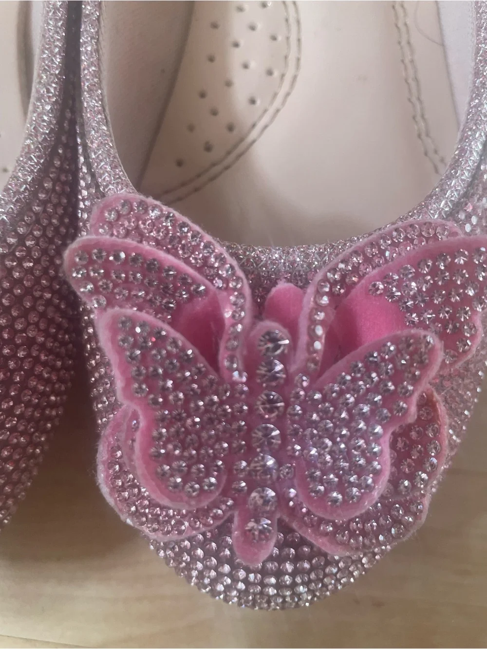 Link Pink Glitter Butterfly Dress Flats for Kids